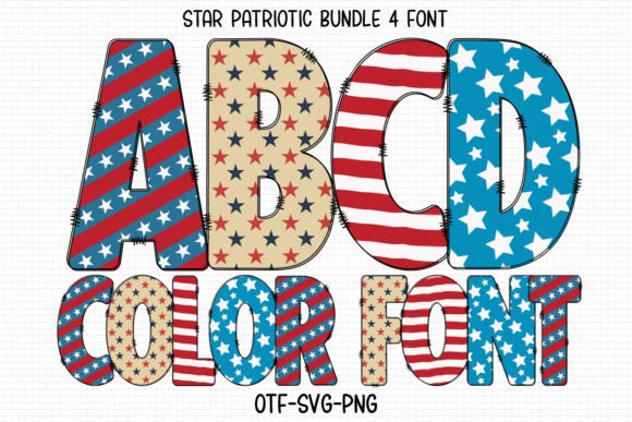 Star Patriotic Color Font for Web Design